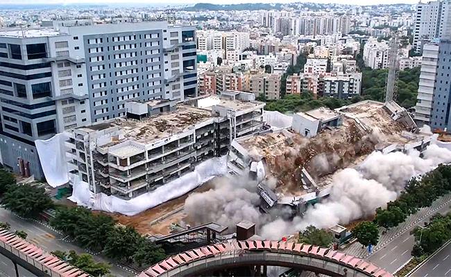Two buildings demolished in Hyderabad IT Park to make way for new structures Hyderabad- Madhapur