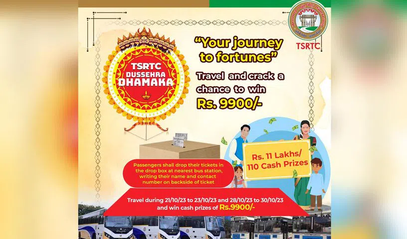 TSRTC Announces Dasara Festival Lucky Draw with Cash Prizes Worth Rs 11 Lakh TSRTC