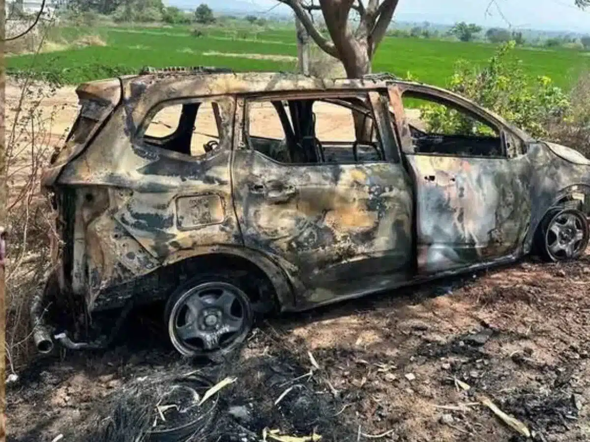 Jagtial Car Fire Family Escapes