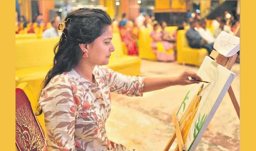 Live Wedding Paintings Capture Telugu Hearts