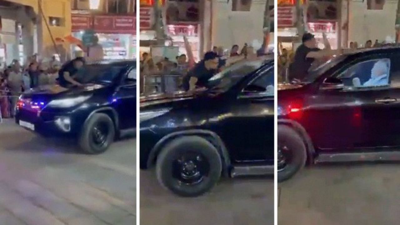 Slipper Thrown at PM Modi's Car in Varanasi