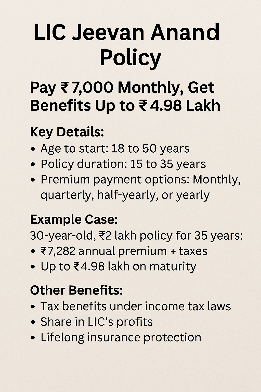 LIC Jeevan Anand ₹7K Monthly ₹4.98L Returns
