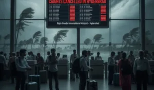Cyclone Montha: 35 Flights Cancelled in Hyderabad Cyclone Montha: 35 Flights Cancelled in Hyderabad